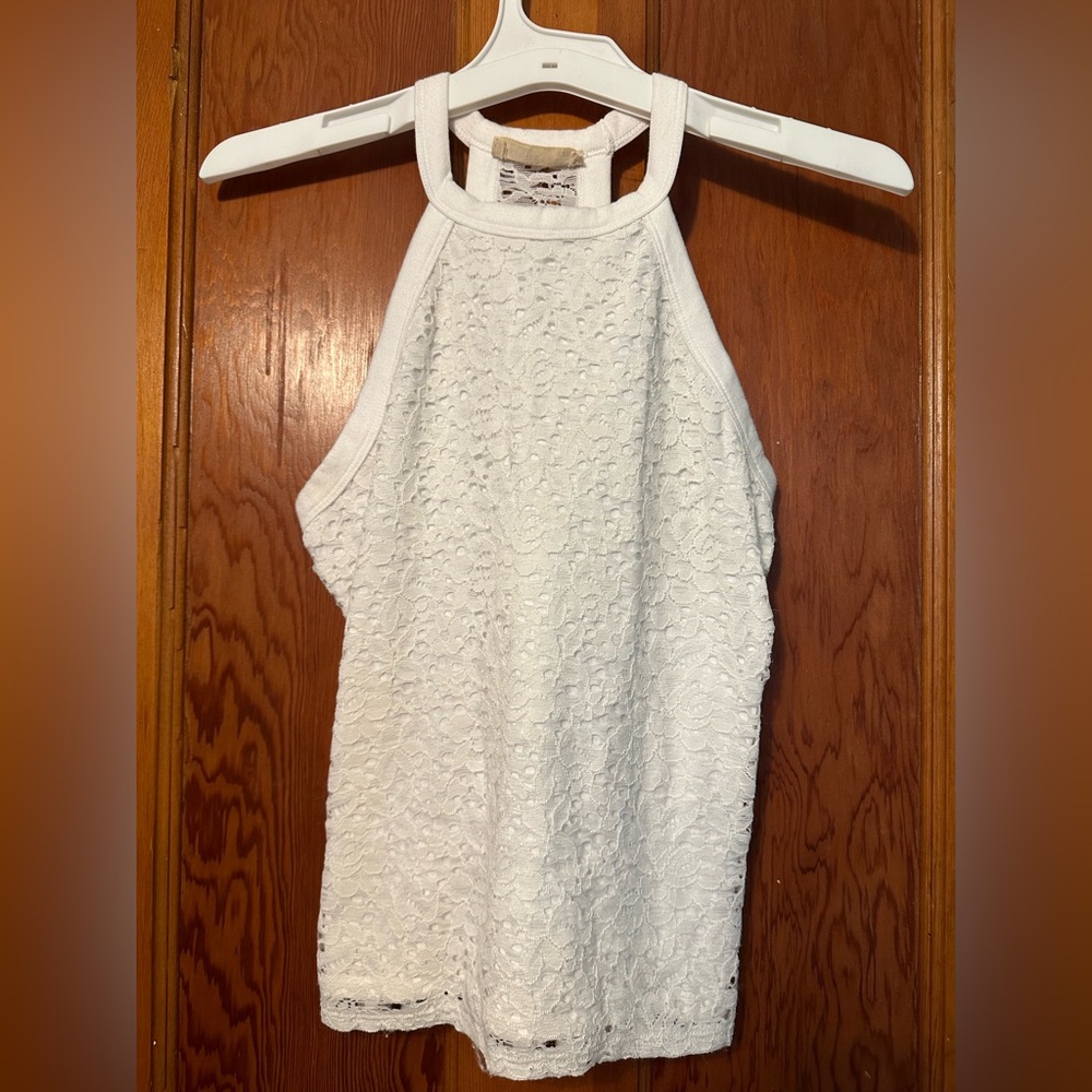 Hollister White Lace Tank Top
